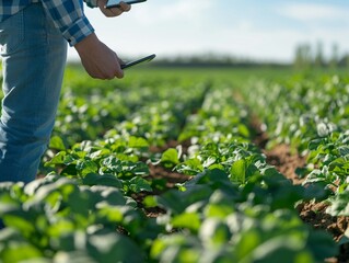 Field of crops with embedded soil moisture sensors
