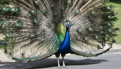 Fotobehang A Peacock Strutting Confidently © Fiza