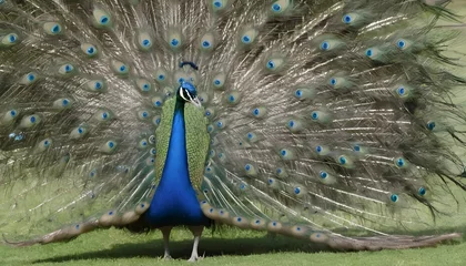 Fotobehang A Peacock With Its Tail Feathers Dragging Behind I © Fiza