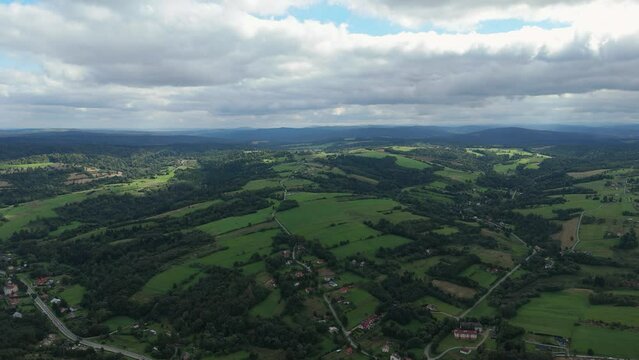 Beautiful Landscape Forest Mountains Bieszczady Bircza Aerial View Poland