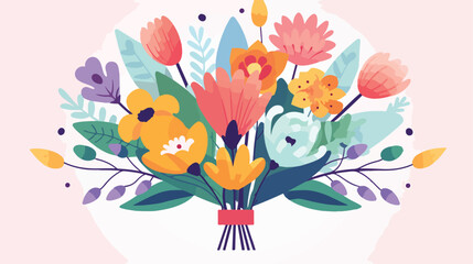 Fototapeta na wymiar Summer spring bouquet vector trendy flat design. 