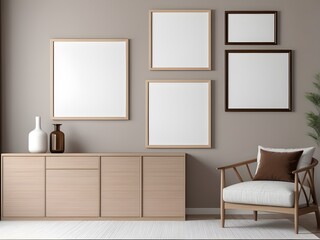 Mockup frame in home interior background, interior mockup design