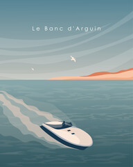 le banc d'arguin travel poster, travel banner - obrazy, fototapety, plakaty