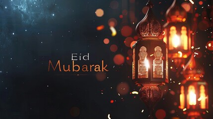 lantern with Eid Mubarak Islamic background
