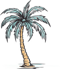 Palm Tree Panorama Panoramic Palm Tree Vector Illustration