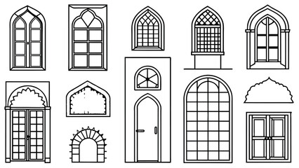 set of vector Islamic door-and-window-shapes