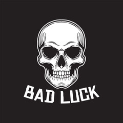 bad luck skull art black and white hand drawn illustration vector
