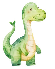 Fototapeta premium Little dinosaur watercolor illustration Isolated on transparent background