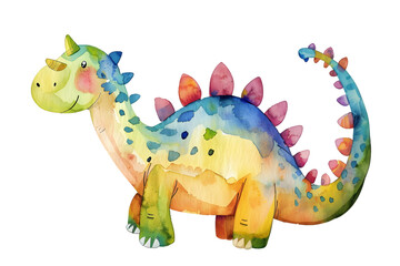 Fototapeta premium Little dinosaur watercolor illustration Isolated on transparent background