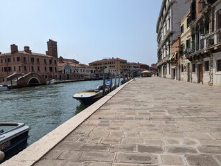 The Rio Tera San Leonardo street in Venice. It is situated between the train station and the bus...