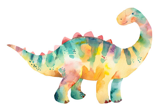 Little dinosaur watercolor illustration Isolated on transparent background