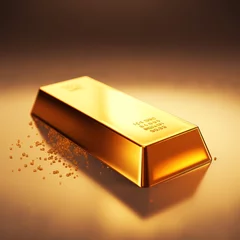  a gold bar with small grains scattered on it © Tatiana