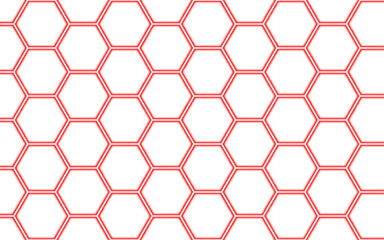 ハニカム模様のシームレス背景画像、白いラインに赤みを帯びた発光、透過処理