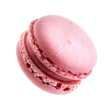 Pink macaron cookies isolated on transparent background