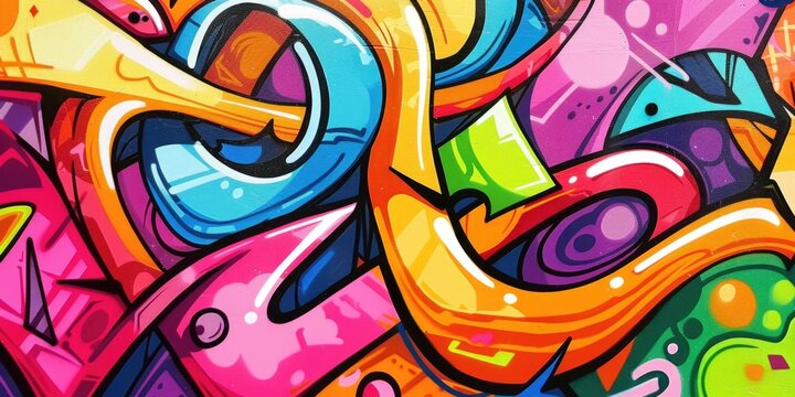 Abstract vibrant graffiti art with colorful swirls and patterns.