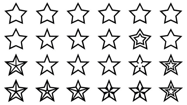 Star collection. Stars icon collection. Star icon set. Rating star signs collection in flat style