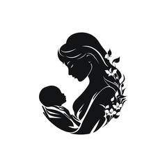 mom and baby logo, mom hugging her child logo