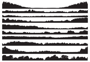 Set of forest isolated silhouettes