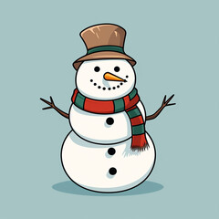 a Hand drawn snowman vector, simple, black and white сreated with Generative Ai