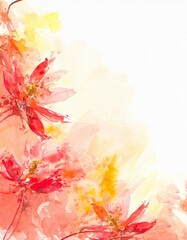 Beautiful pastel background illustrated with aquarelle floral pattern and copyspace. 