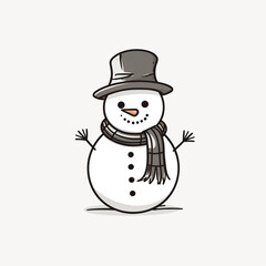 a Hand drawn snowman vector, simple, black and white сreated with Generative Ai