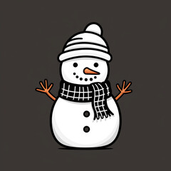 a Hand drawn snowman vector, simple, black and white сreated with Generative Ai