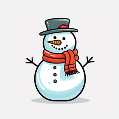 a Hand drawn snowman vector, simple, black and white сreated with Generative Ai