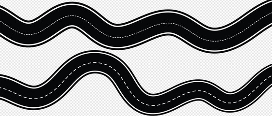 Naklejka premium Winding highway road from top view. Flat vector illustration isolated on white background. EPS 10