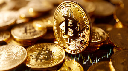pile of golden Bitcoins