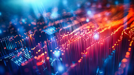 Abstract glowing blue background with technology and digital elements, representing futuristic communication