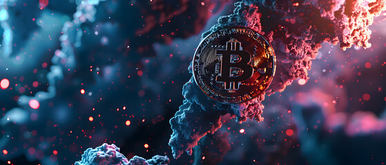 Bitcoin Crypto Cryptocurrency Abstract Background - obrazy, fototapety, plakaty