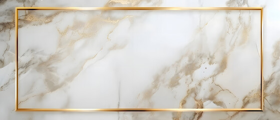 Gold Rectangle Boarder on a White Marble Background