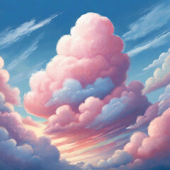 솜사탕 처럼 알록달록하고 예쁜 하늘위의 구름들 - obrazy, fototapety, plakaty