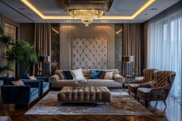 Elegant living room in modern interior design style