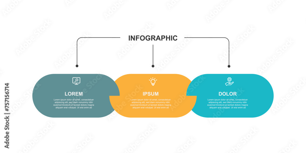 Aufkleber Design template infographic vector element with 3 step process or option