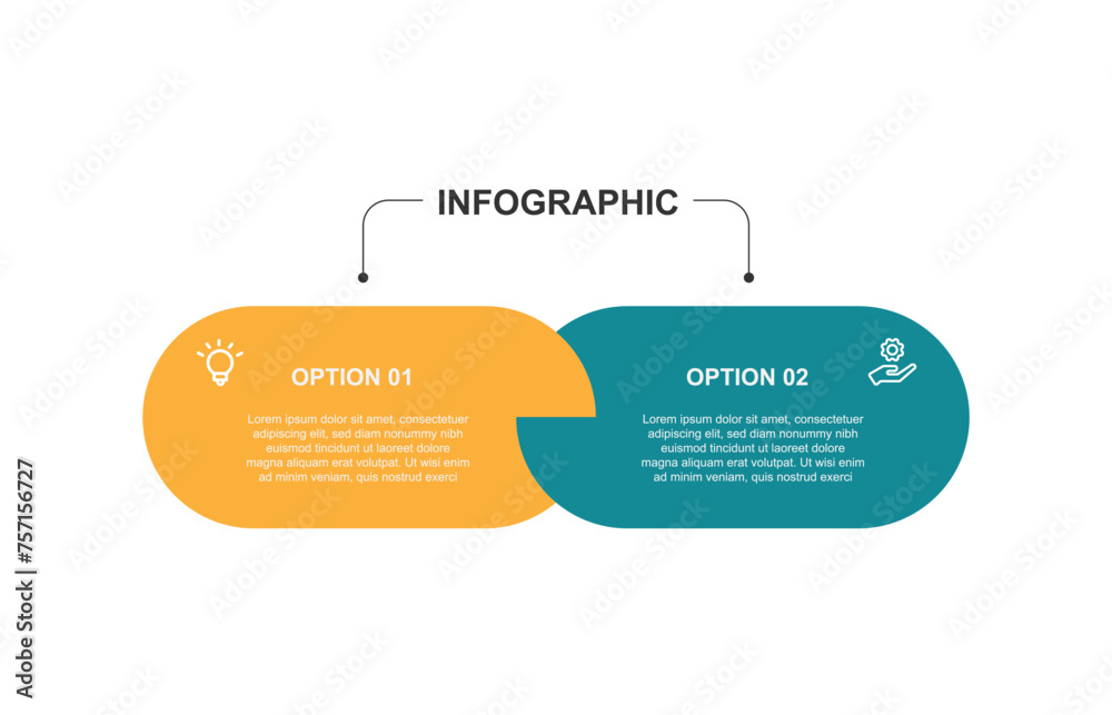 Poster Infographic template vector element wth 2 step process or option
