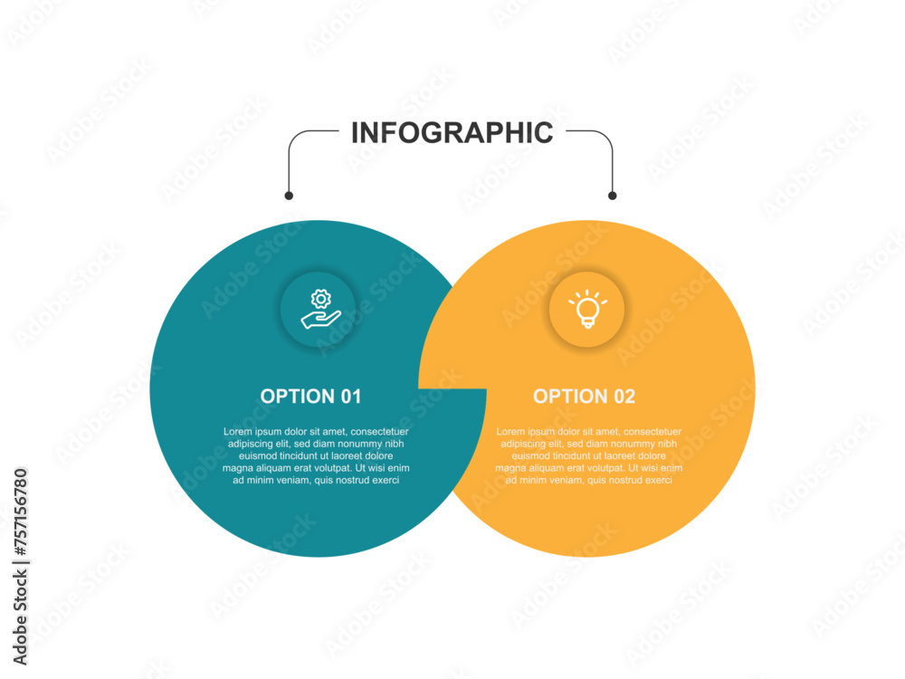 Poster Infographic template vector element with two step process or option