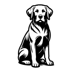 Labrador Retriever Vector - Labrador Retriever dog sitting attentively