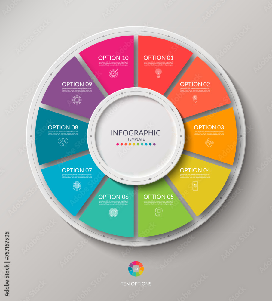 Canvas Prints vector infographic circle. cycle diagram with 10 options. round chart that can be used for report, b