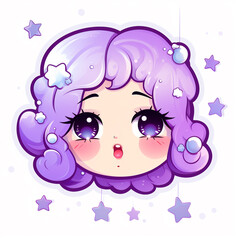 a white cloud with stars at the center, in the style of kawaii pop art сreated with Generative Ai