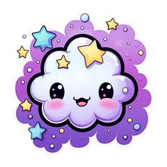 Obraz premium a white cloud with stars at the center, in the style of kawaii pop art сreated with Generative Ai