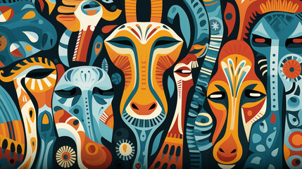 Tribal Abstract Animal Face Artwork