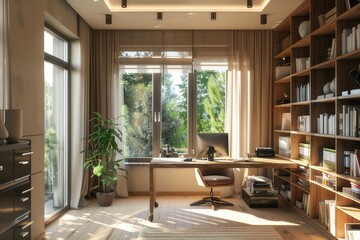 Fototapeta na wymiar Spacious and luxurious home office