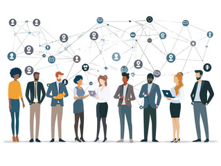  A network of business professionals gather at a conference exchanging ideas and building professional connections. (Networking event) 