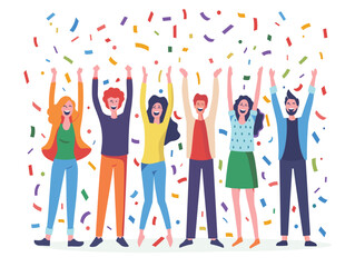  A team celebrates a company milestone acknowledging achievements and recognizing individual contributions. (Company celebration) 