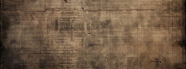 Old paper like graph paper Highly detailed, dark muted color, dark brown. - obrazy, fototapety, plakaty