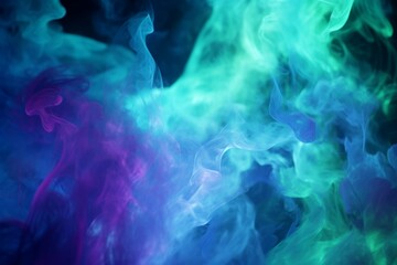 a blue and green graphic image of an abstract flame