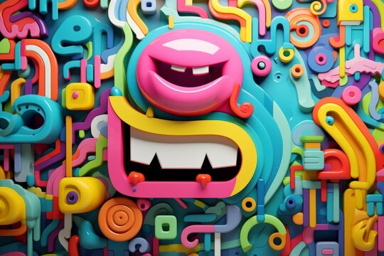 various colorful drawings of different objects and characters
