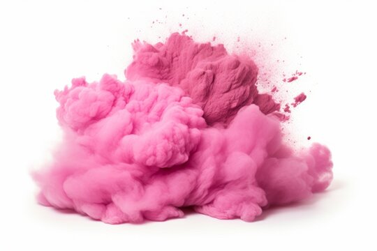 a pink cloud of dust on a white background