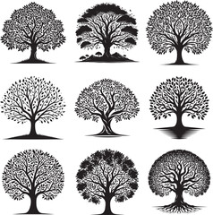 Tree silhouette vector illustration bundle